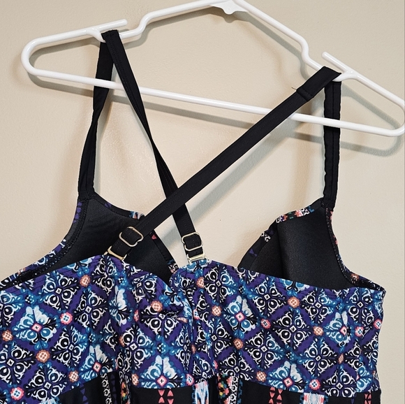 Swim by Cacique Tankini Top Underwired Beach Swimsuit Multicolor Design Size 44C - Picture 5 of 7